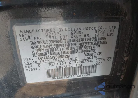 2013 Nissan Sentra Sv from USA, damaged, VIN 3N1AB7AP7DL684639